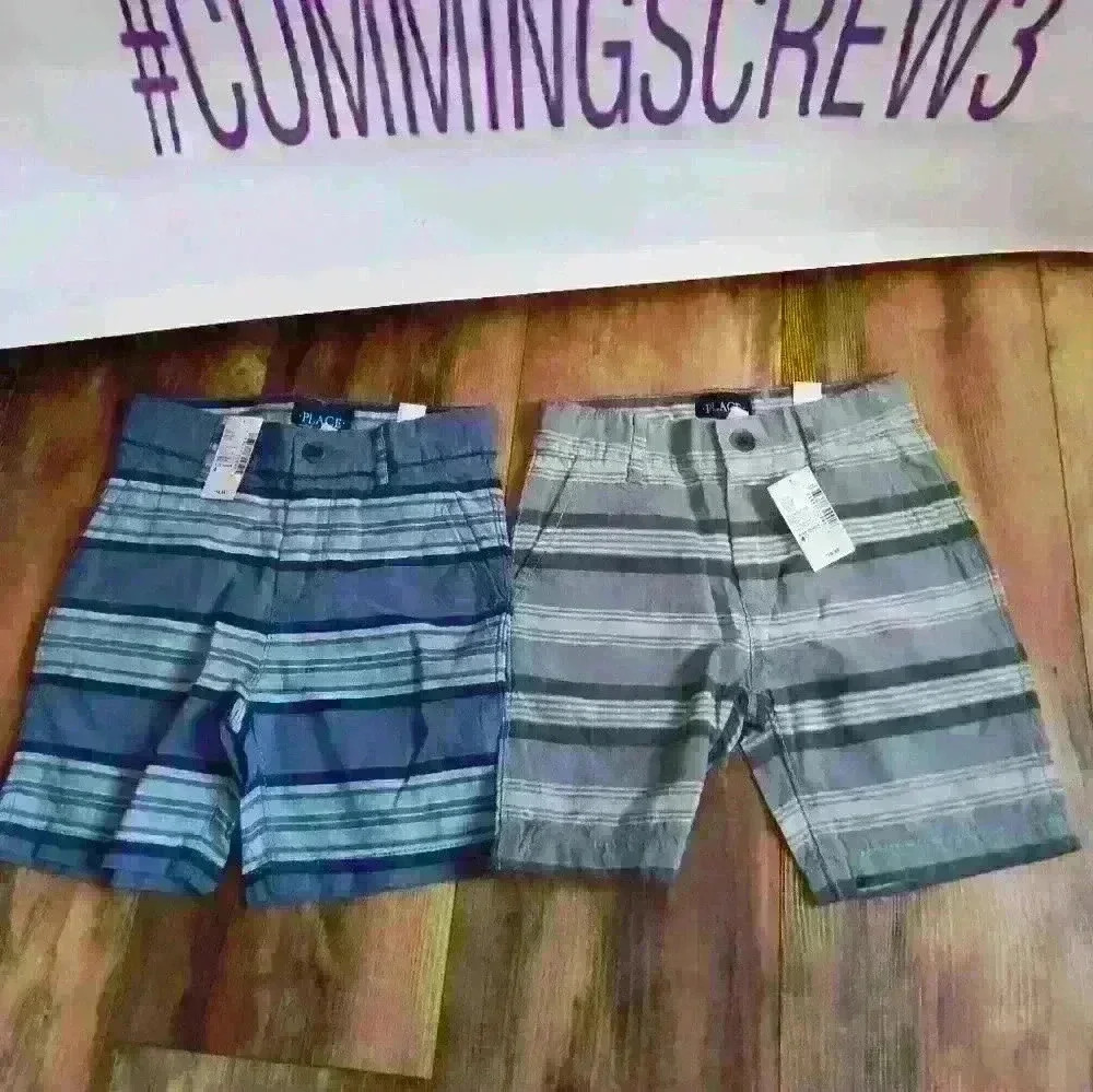 Children's place boys size 4 dual bundle shorts striped shorts new with tags - Picture 2 of 10